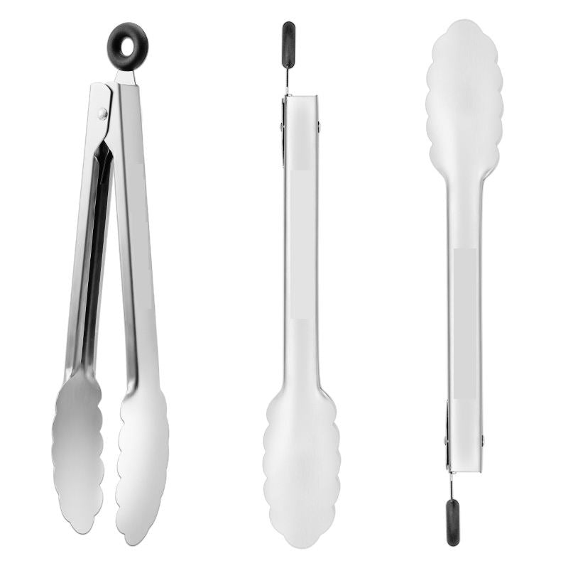 9-Inch Stainless Steel Kitchen Tongs, Non-Slip Grip BBQ Grill Tongs for Cooking, Grilling & Food Serving